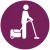 Pictogram van een poppetje dat stofzuigt, om huishoudelijk werk uit te beelden